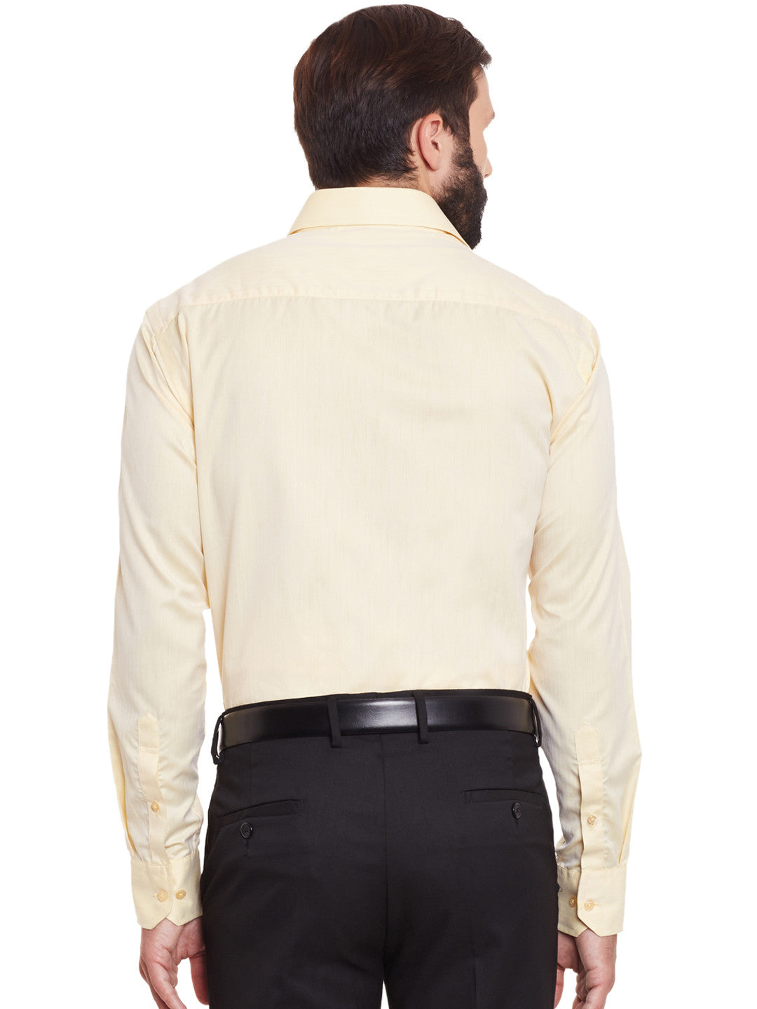 Men Yellow Solid Cotton Rich Regular Fit Formal Shirt