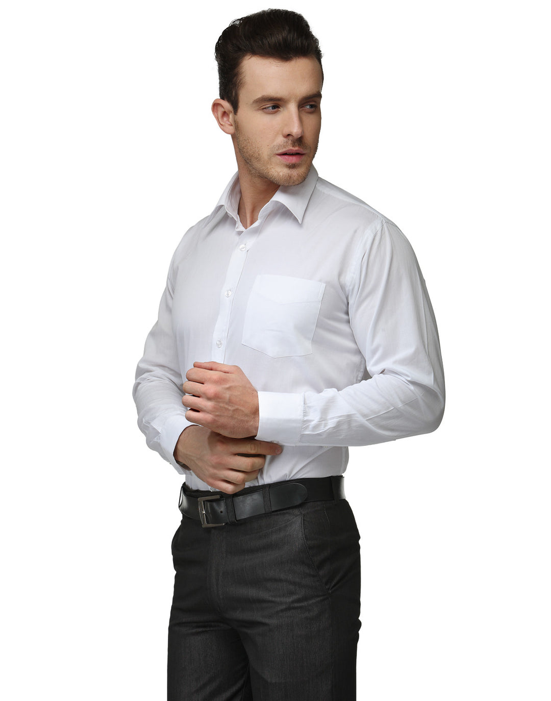 Men White Solid Pure Cotton Regular Fit Formal Shirt
