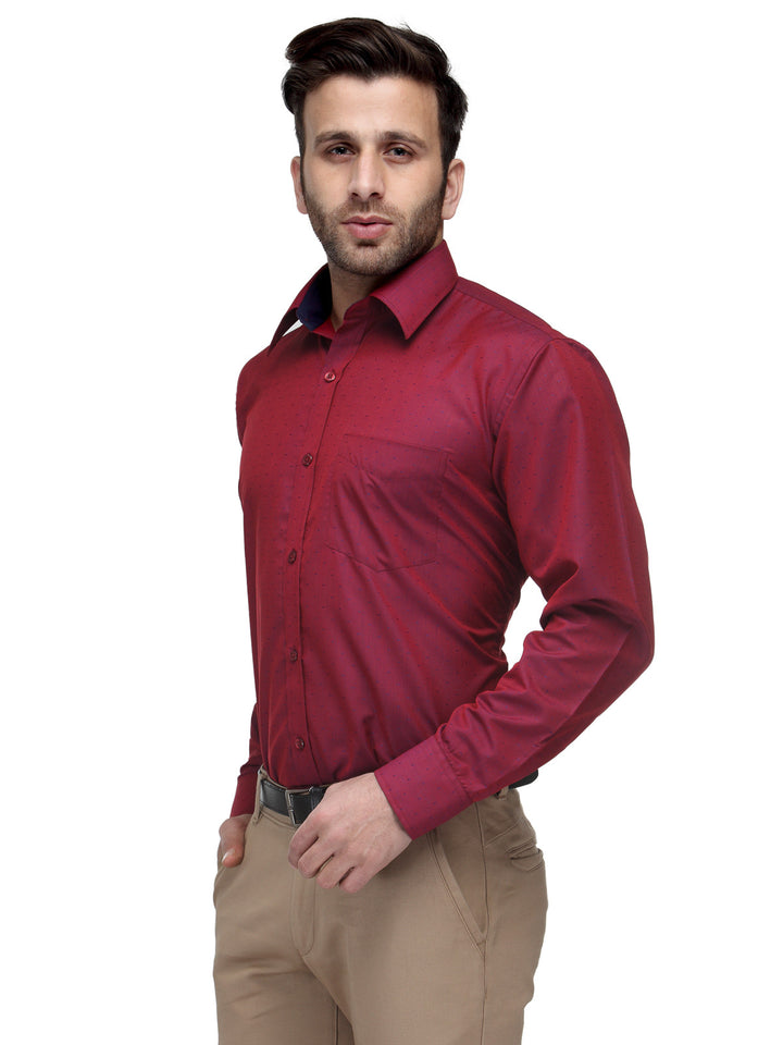 Men Maroon Regular Fit Solid Cotton Rich Formal Shirt