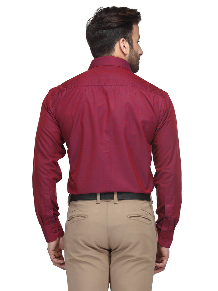 Men Maroon Regular Fit Solid Cotton Rich Formal Shirt