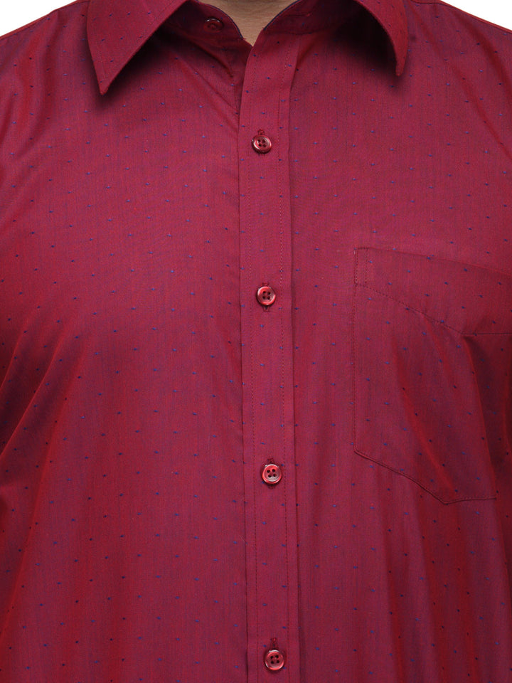 Men Maroon Regular Fit Solid Cotton Rich Formal Shirt