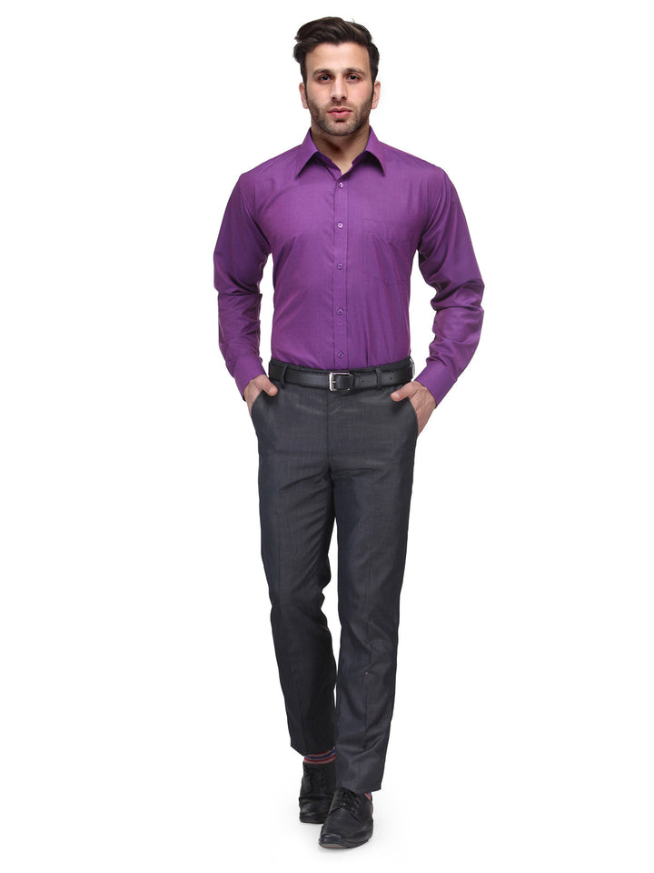 Men Purple Regular Fit Solid Cotton Rich Formal Shirt