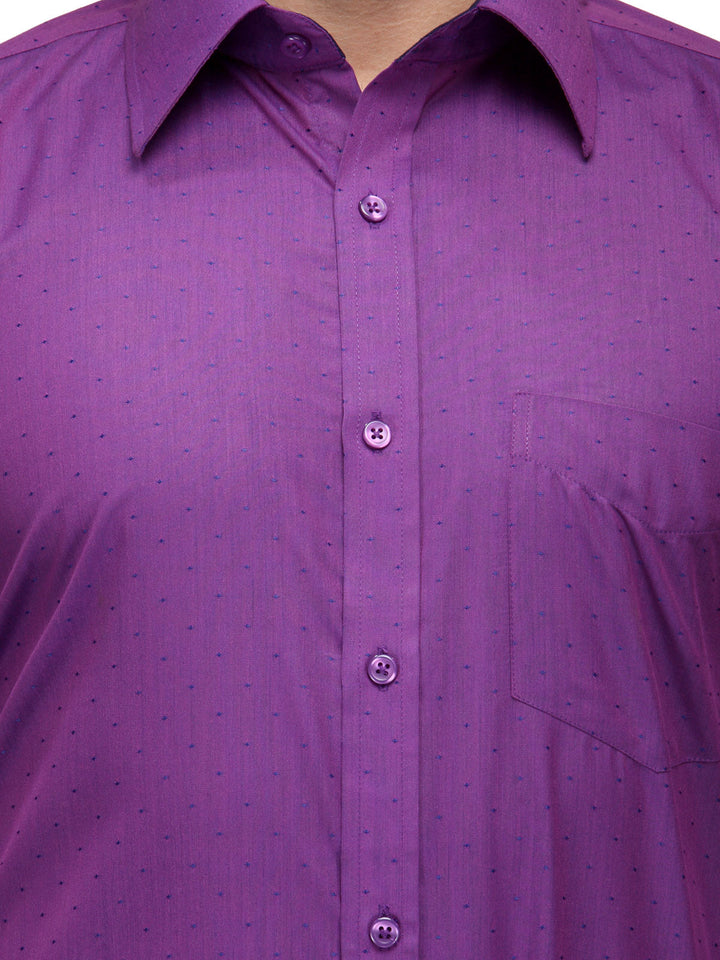 Men Purple Regular Fit Solid Cotton Rich Formal Shirt
