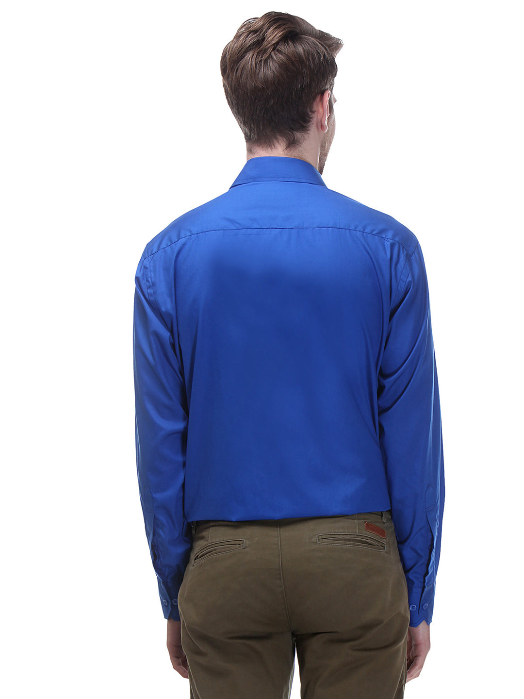 Men Blue Regular Fit Solid Pure Cotton Formal Shirt