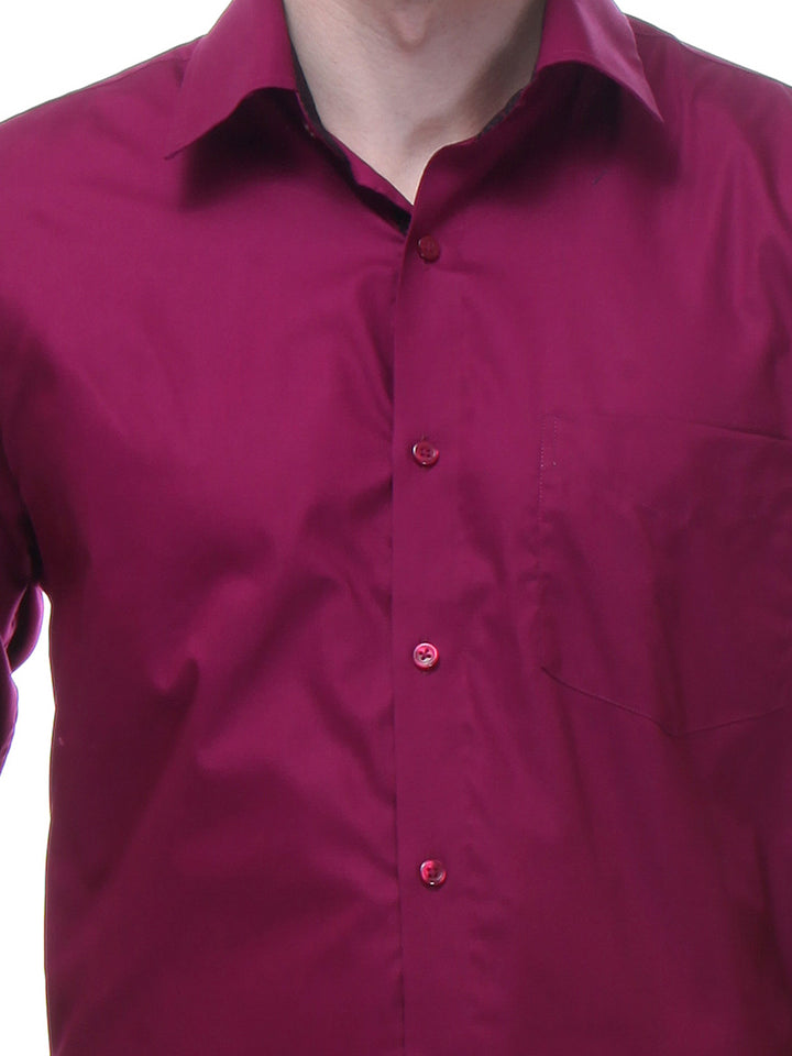 Men Wine Regular Fit Solid Pure Cotton Formal Shirt