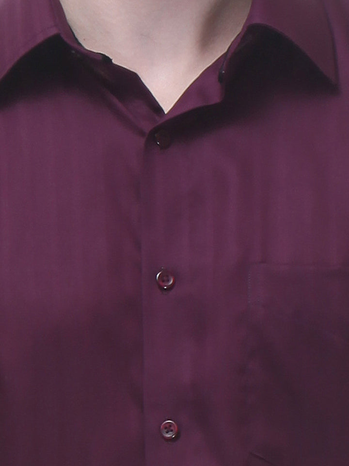 Men Wine Regular Fit Solid Dobby Pure Cotton Formal Shirt
