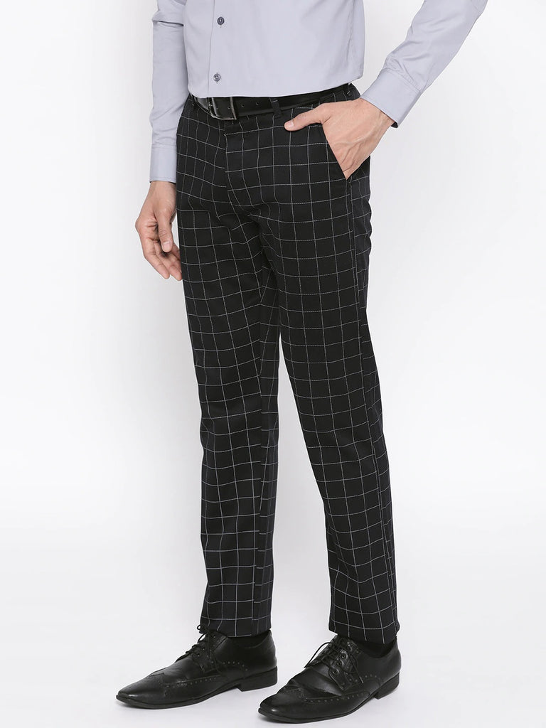 Buy Van Heusen Navy Slim Fit Checks Trousers for Mens Online  Tata CLiQ