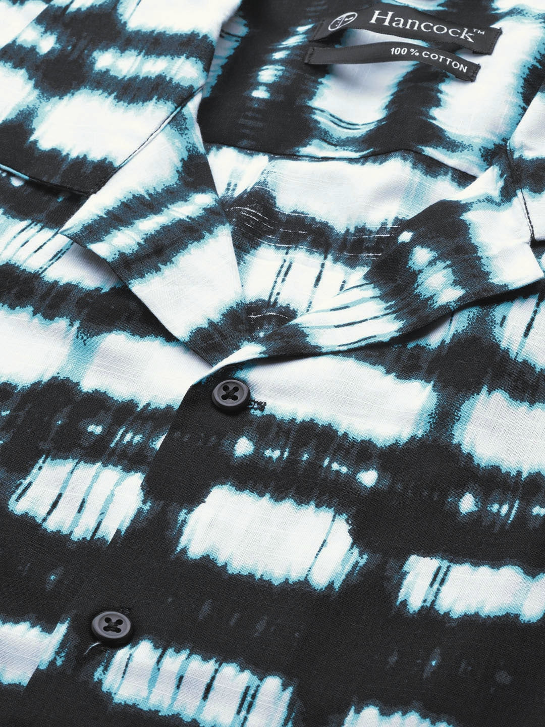 Men White & Black Printed Pure Cotton Relaxed Fit Casual Resort Shirt