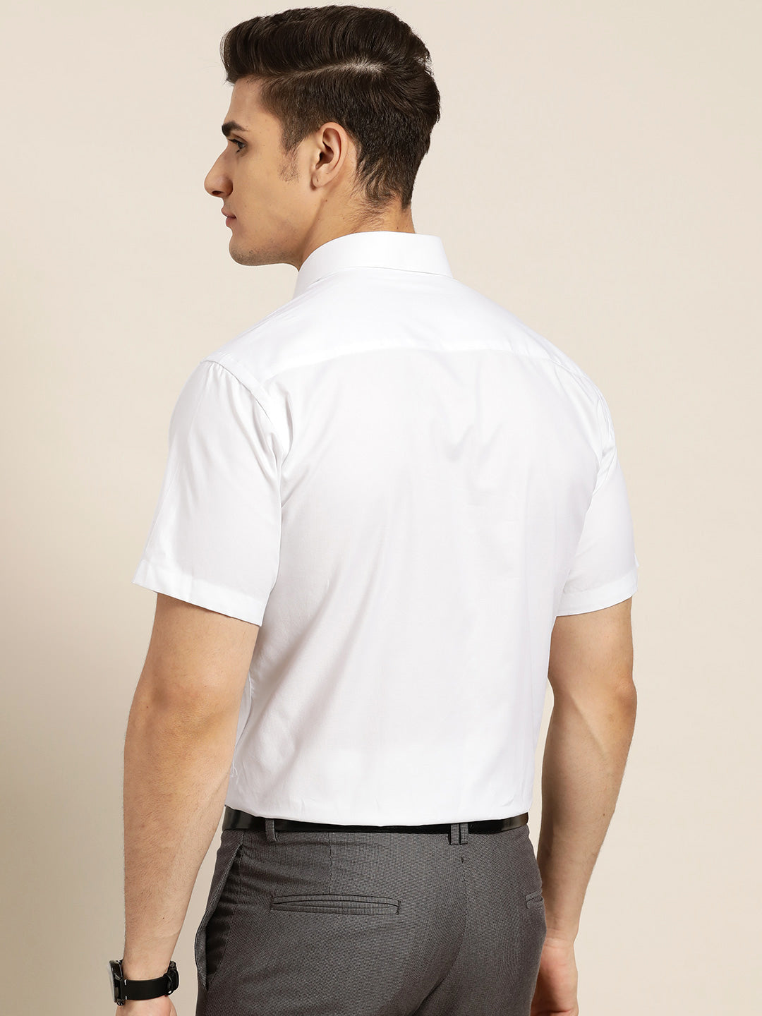 Men White Solid Pure Cotton Slim Fit Formal Shirt