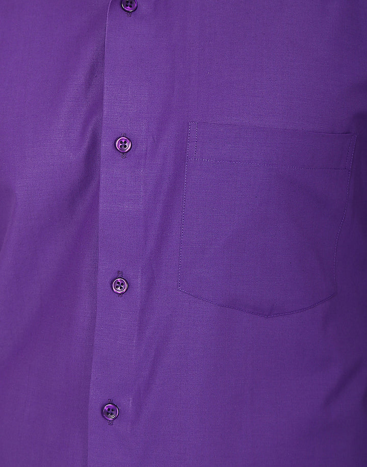 Men Purple Solids Cotton Rich Slim Fit Formal Shirt