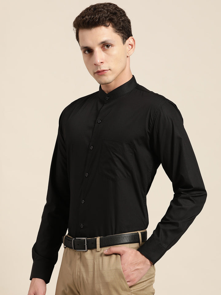 Men Black Solid Pure Cotton Slim Fit Formal Shirt