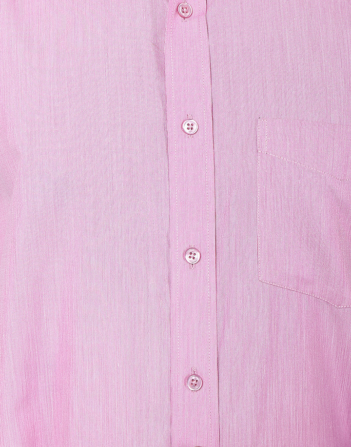 Men Pink Solid Cotton Rich Regular Fit Formal Shirt