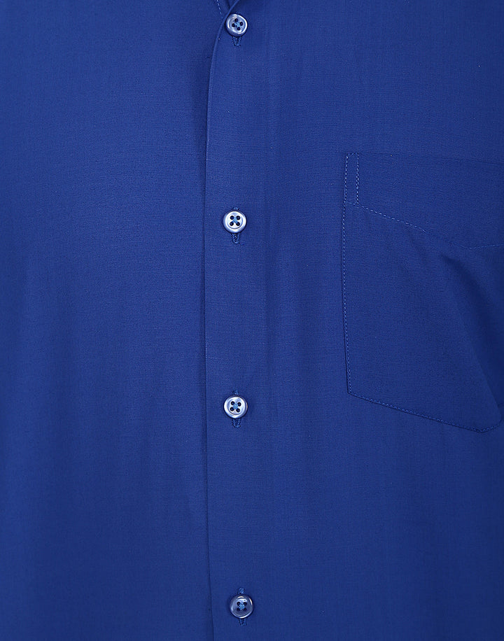 Men Blue Solids Cotton Rich Slim Fit Formal Shirt