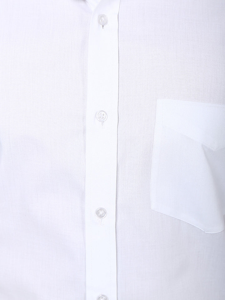 Men white Solid Cotton Rich Slim Fit Formal Shirt