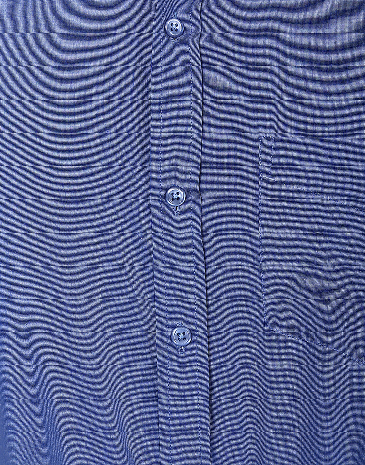 Men Imperial Blue Solid Cotton Rich Slim Fit Formal Shirt