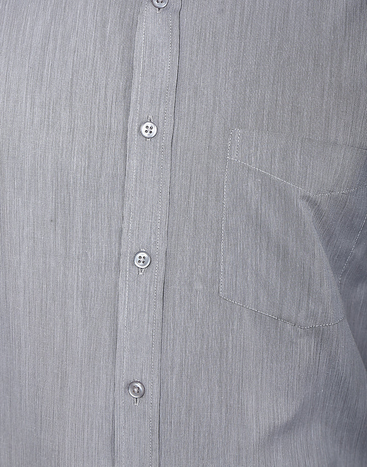 Men Grey Solids Cotton Rich Regular Fit Formal Shirt