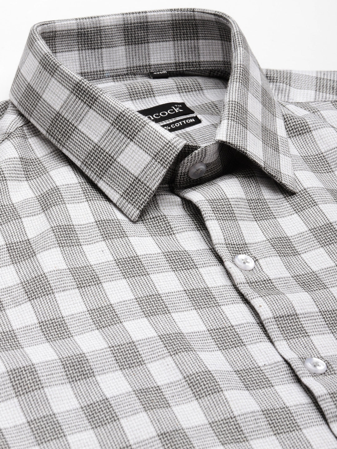 Men Grey Checked Pure Cotton Slim Fit Formal Shirt