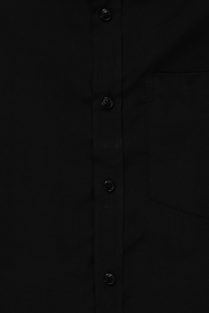 Men Black Regular Fit Solid Pure Cotton Formal Shirt