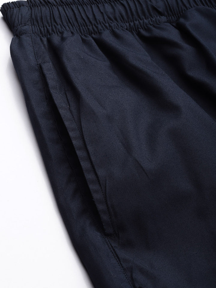 Men Navy Solids Pure Cotton Regular Fit Night Wear Night Suit