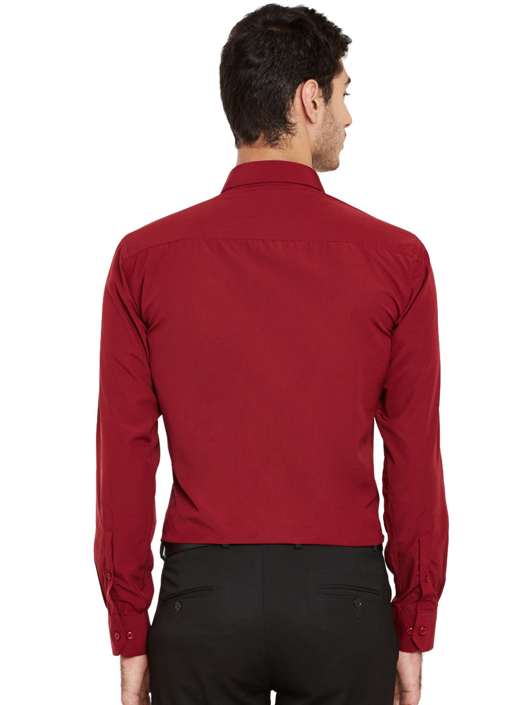 Men Maroon Slim Fit Solid Cotton Rich Formal Shirt