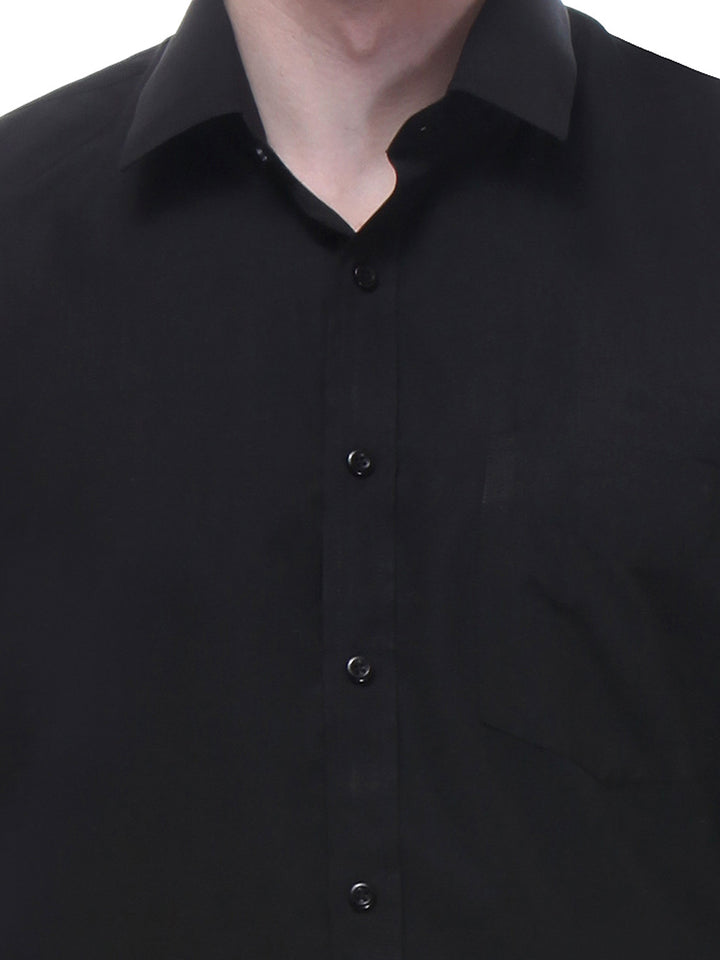 Men Black Slim Fit Solid Cotton Rich Formal Shirt