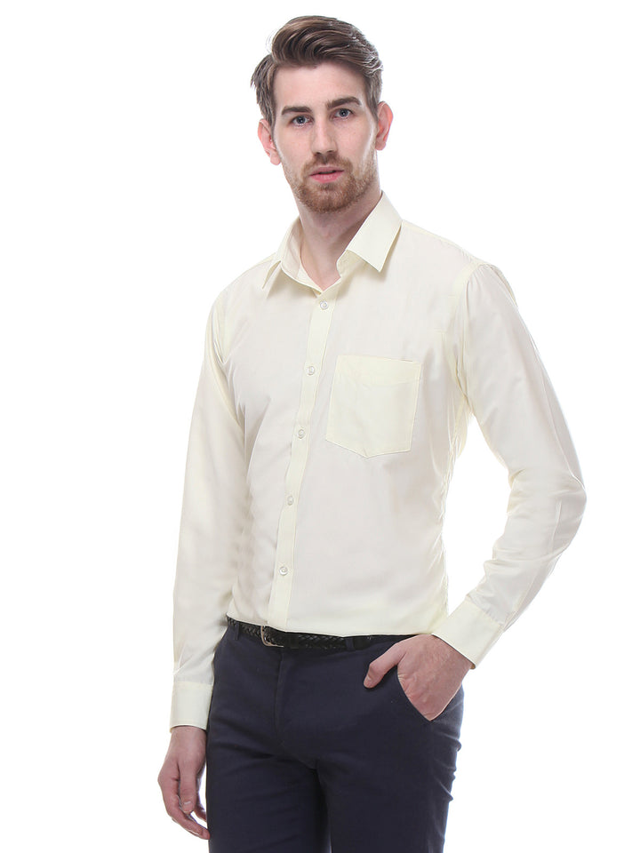 Men Lemon Slim Fit Solid Cotton Rich Formal Shirt
