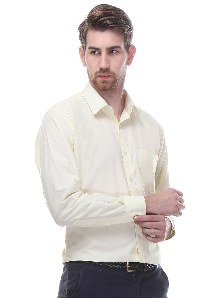Men Lemon Slim Fit Solid Cotton Rich Formal Shirt