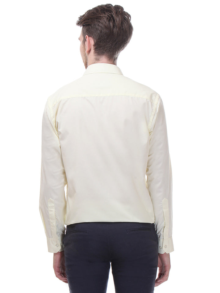 Men Lemon Slim Fit Solid Cotton Rich Formal Shirt