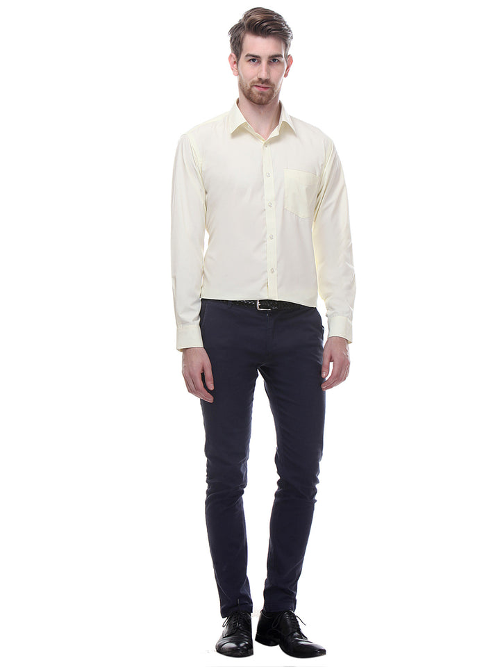 Men Lemon Slim Fit Solid Cotton Rich Formal Shirt