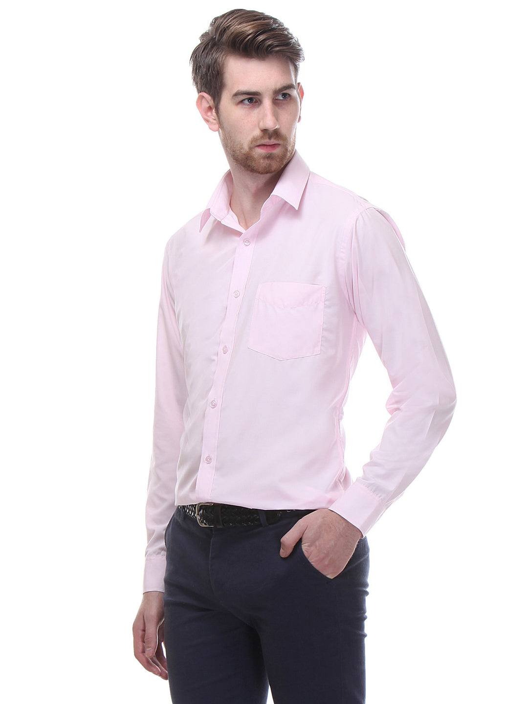 Men Pink Slim Fit Solid Cotton Rich Formal Shirt