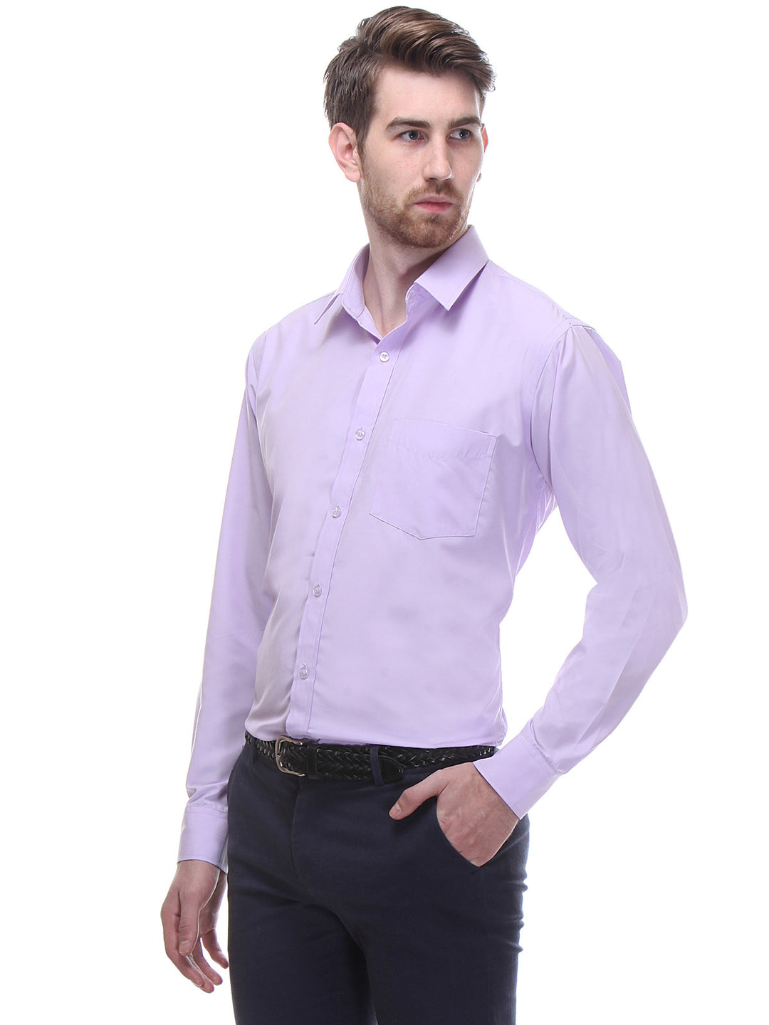 Men Purple Slim Fit Solid Cotton Rich Formal Shirt