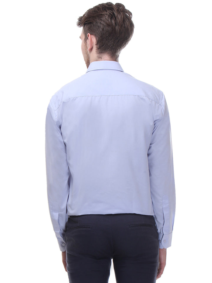 Men Sky Blue Slim Fit Solid Cotton Rich Formal Shirt