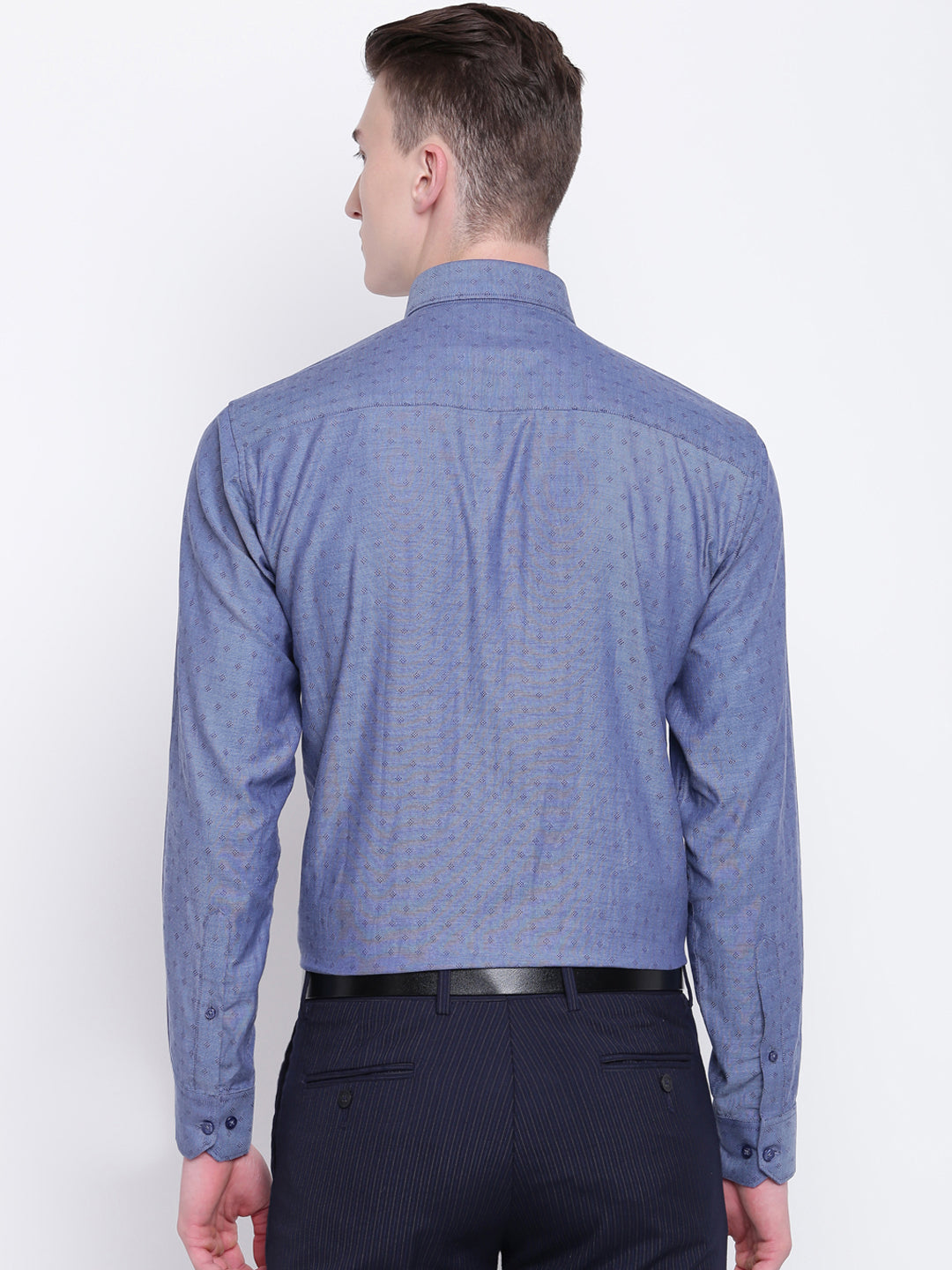 Men Blue Pure Cotton Printed Slim Fit Formal Shirt