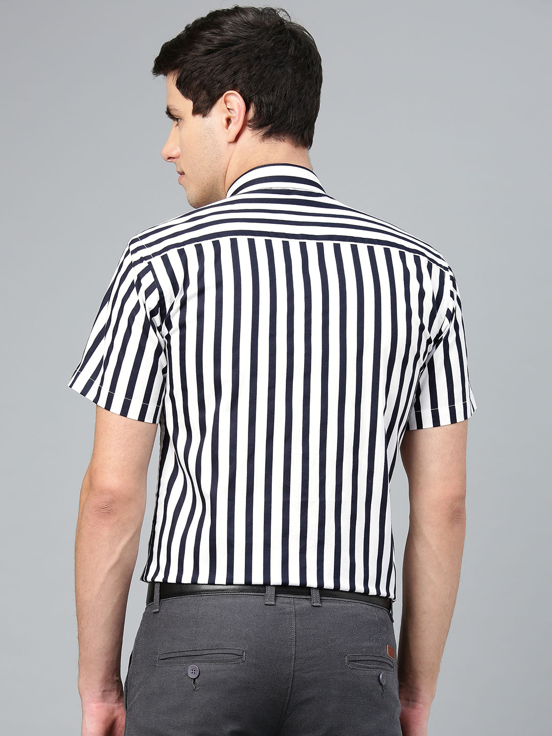 Men White Pure Cotton Striped Slim Fit Formal Shirt