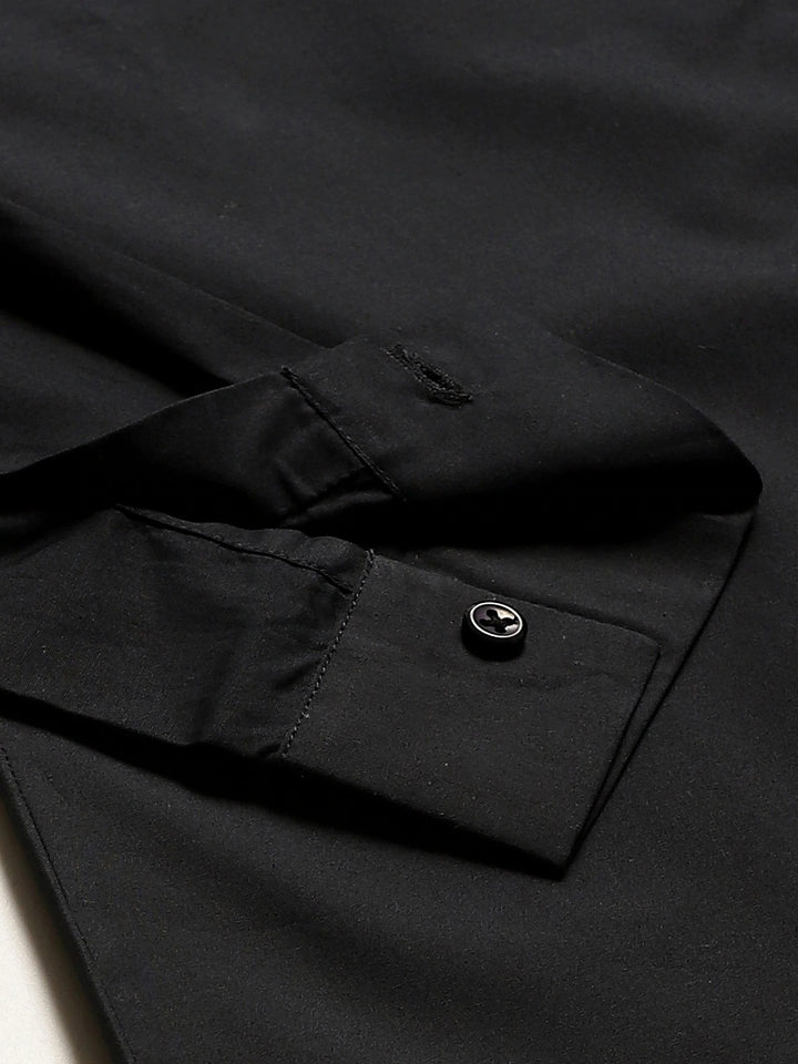 Women Black Solids Pure Cotton Slim Fit Formal Shirt