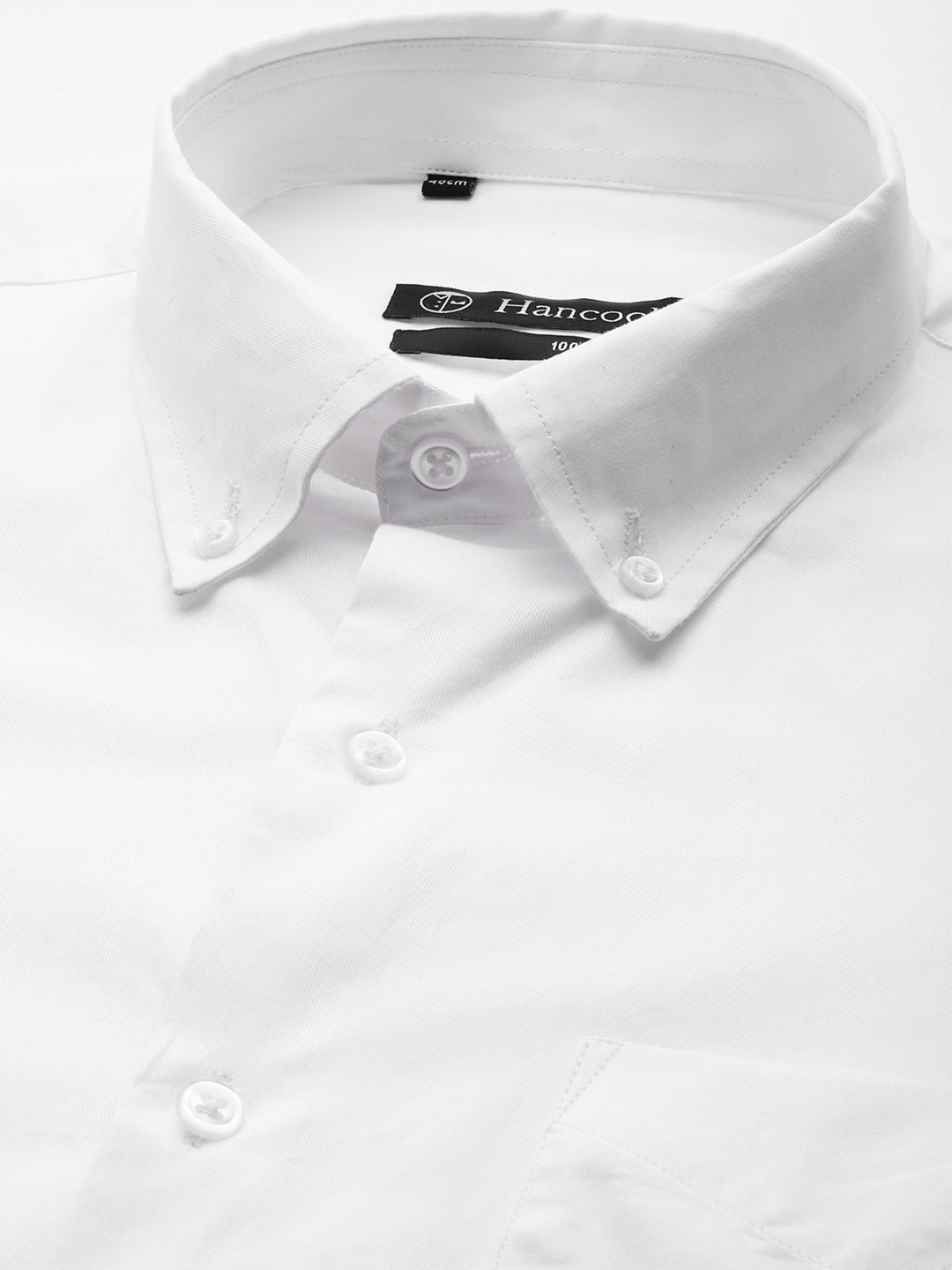 Men White Solid Slim Fit Pure Cotton Formal Shirt