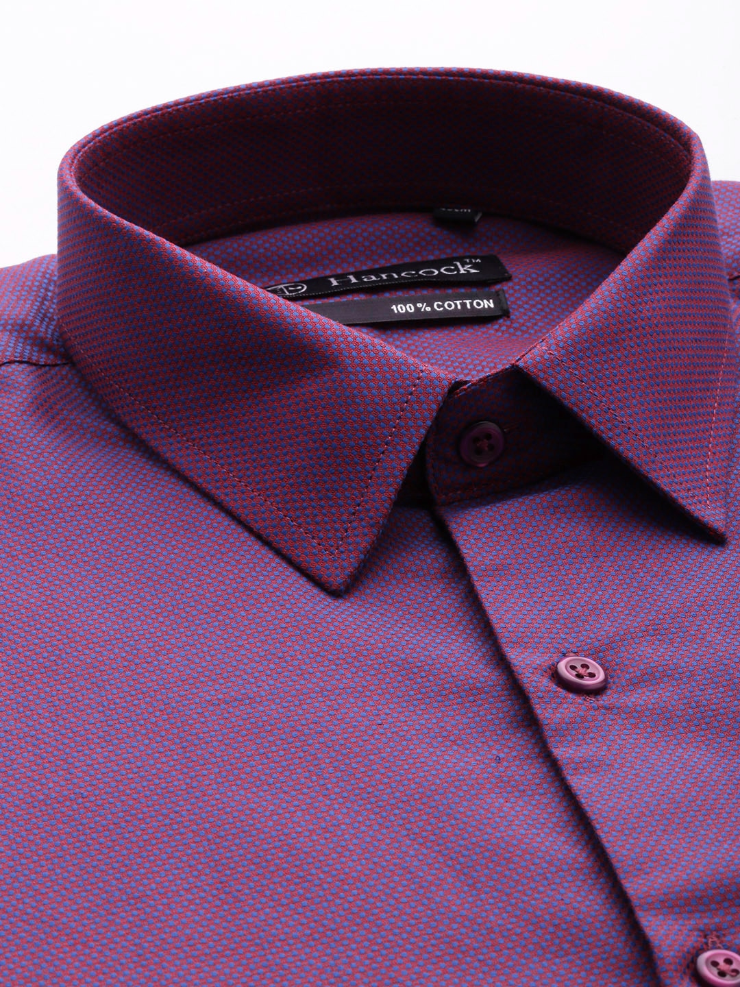 Men Wine Solid Self Design French Cuff Pure Cotton Slim Fit Formal Shirt