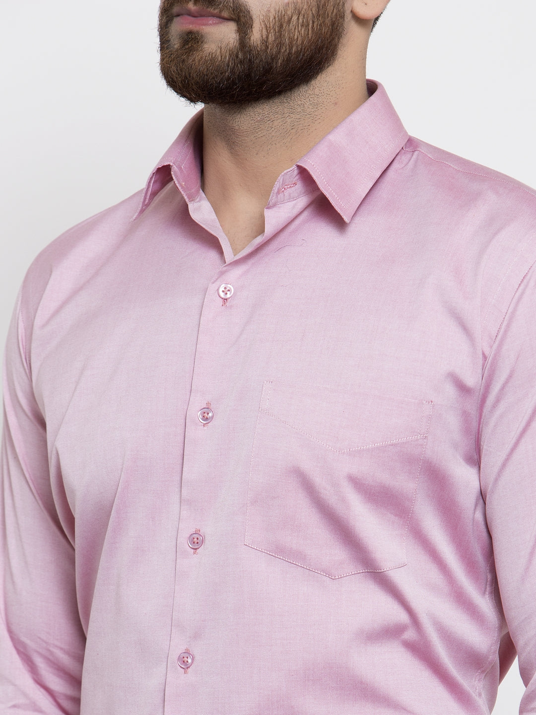 Men Pink Pure Cotton Solid Slim Fit Formal Shirt