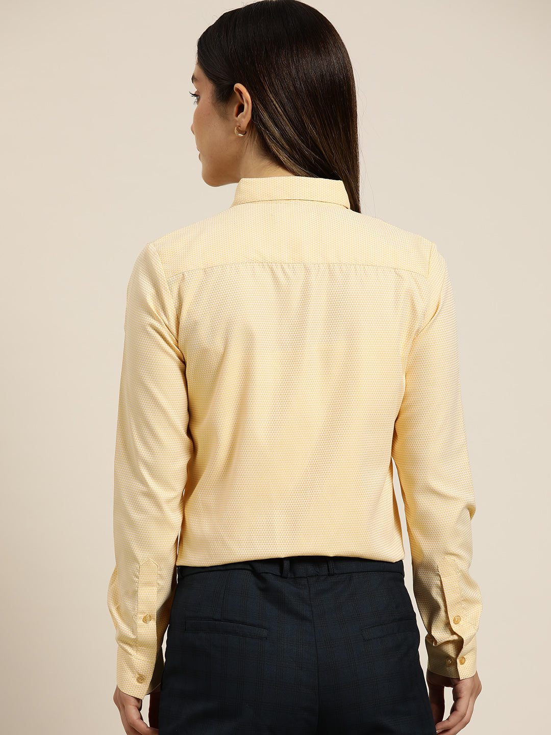 Women Yellow Solids Cotton Rich Slim Fit Formal Shirt