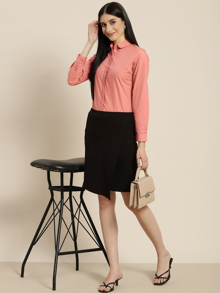 Women Punch Solids Pure Cotton Slim Fit Formal Shirt