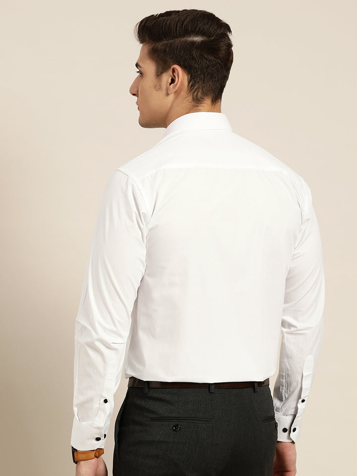 Men White Solid Pure Cotton Slim Fit Formal Shirt