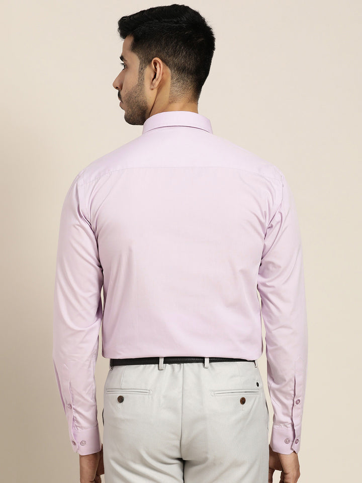 Men Lavender Solid Pure Cotton Slim Fit Formal Shirt