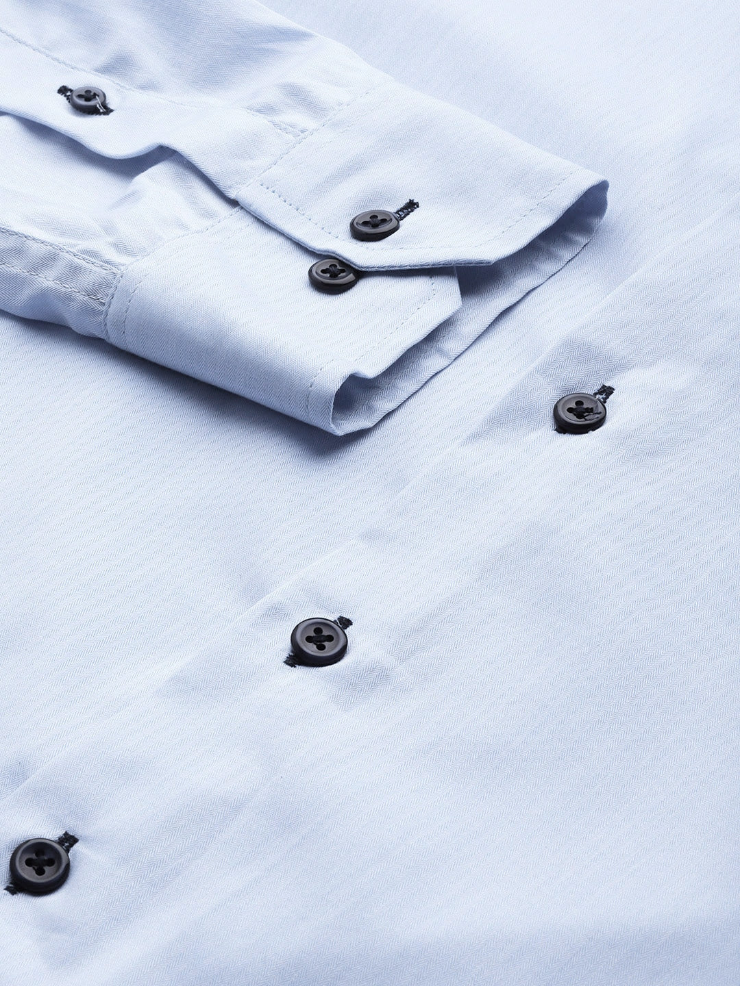 Men Sky Blue Solid White Collar Pure Cotton Slim Fit Formal Shirt