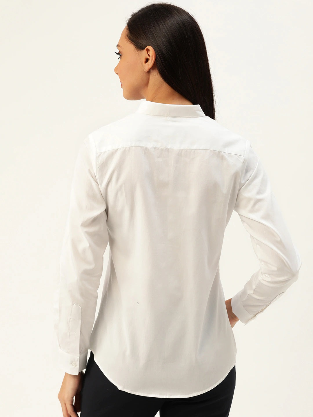 Women White Solids Pure Cotton Slim Fit Formal Shirt