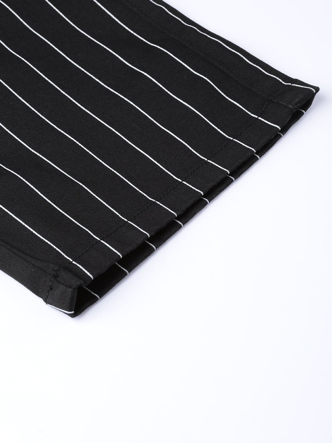 Men Black Striped Cotton Stretch Slim Fit Formal Trouser