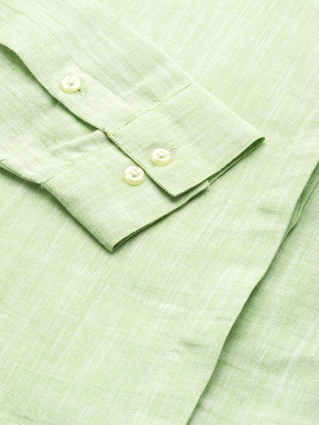 Women Green Solid Linen Cotton Slim Fit Formal Shirt