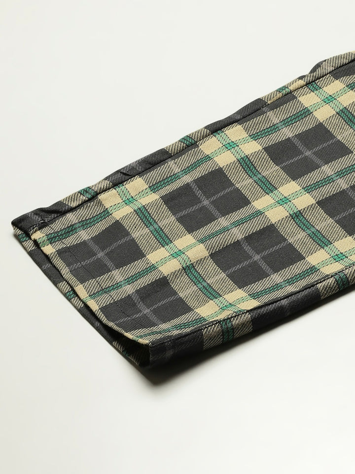 Men White-Green Checks Pure Cotton Relaxed Fit Casual Lounge Pant