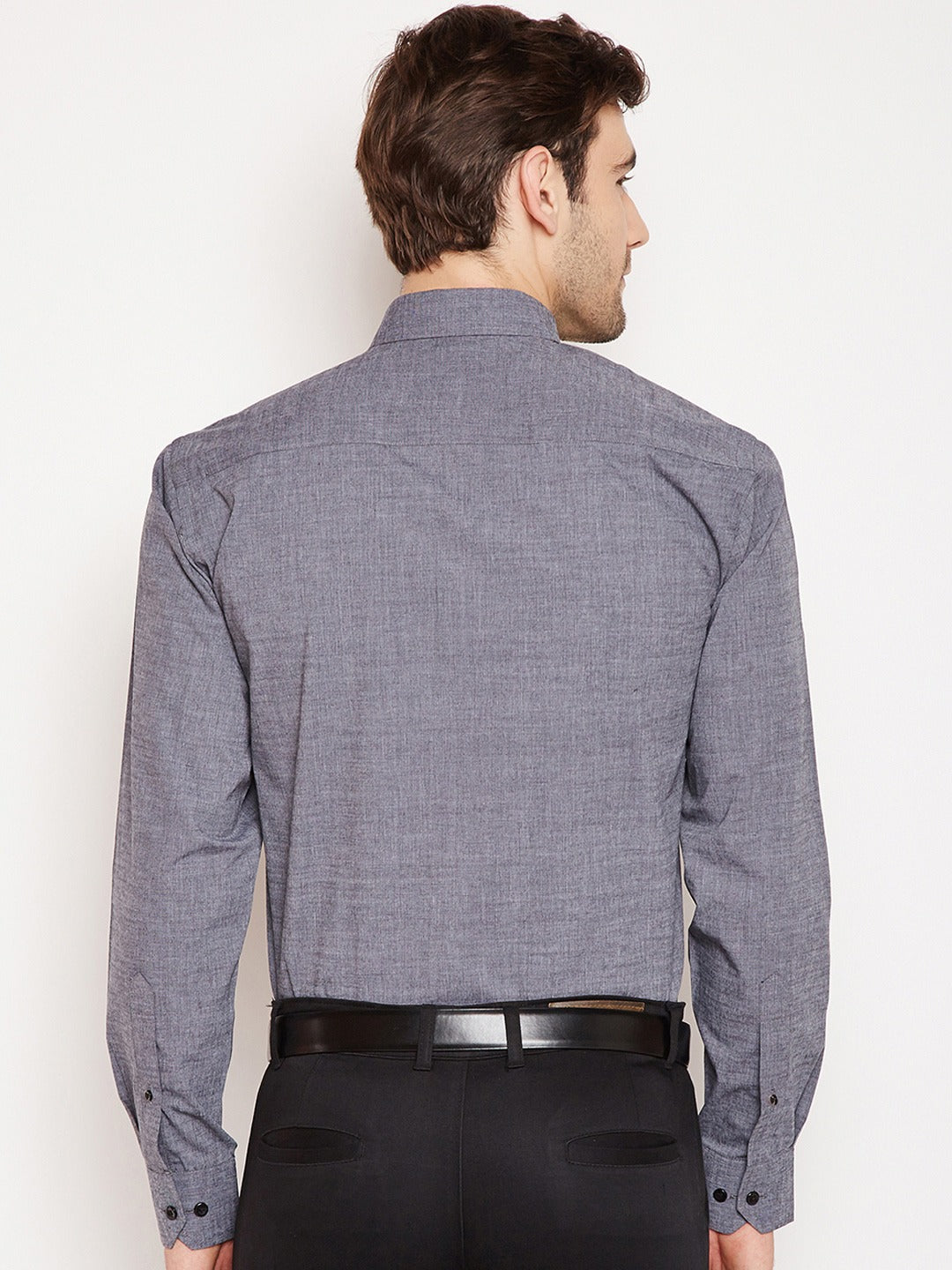 Men grey Solids Pure Cotton Slim Fit Formal Shirt