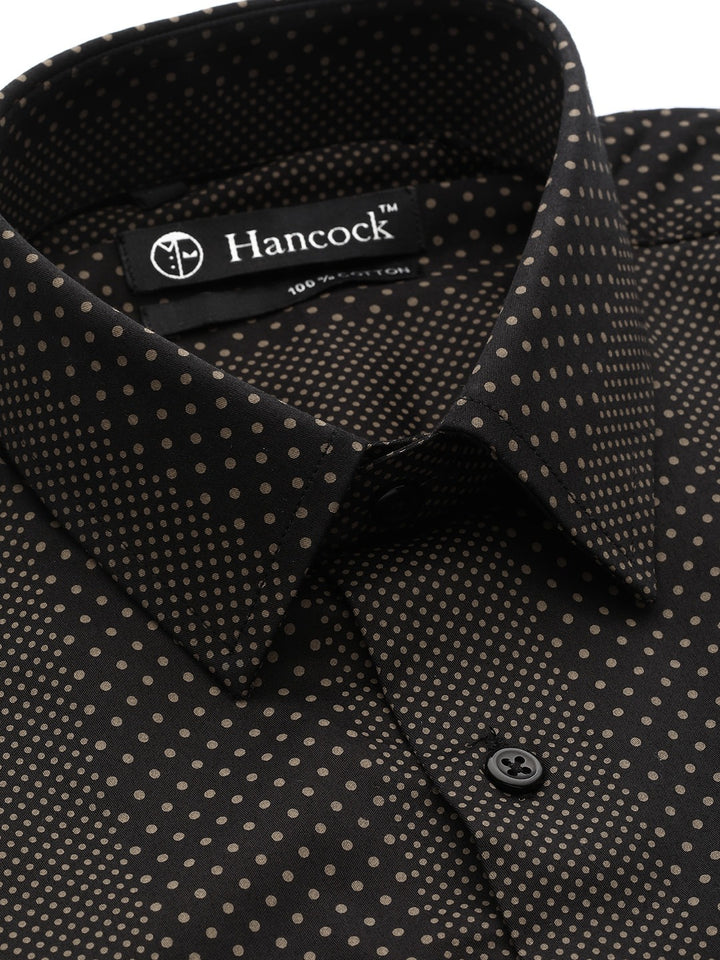 Men Black Prints Pure Cotton Slim Fit Formal Shirt