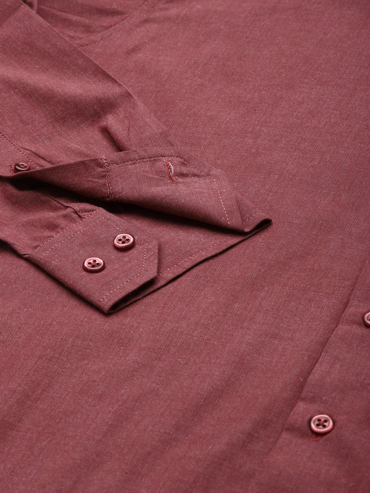 Men Maroon Solid Pure Cotton Slim Fit Formal Shirt